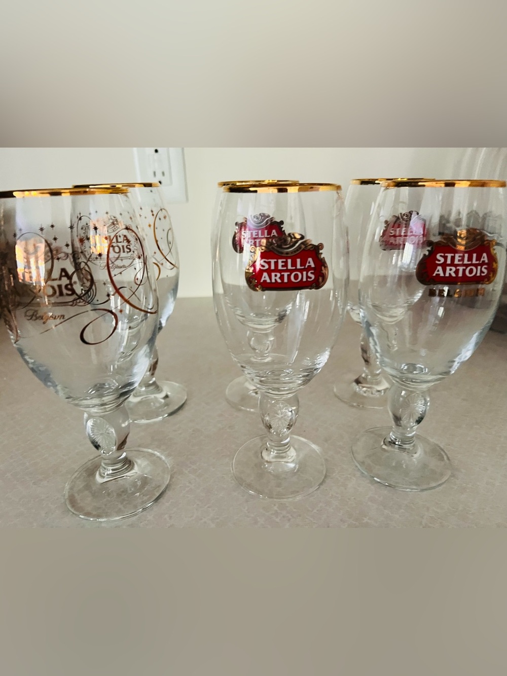 Stella Artois Gold Rim challises 6 total